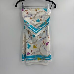 SER.O.YA revolve Vibrant Chain Design wonda strapless silk mini dress sz xs NWT